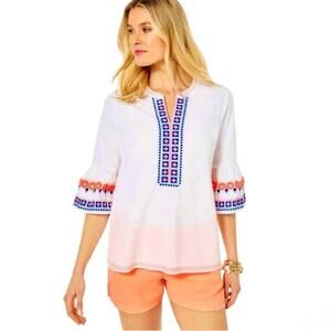 Lilly Pulitzer Rissa embroidered Tunic Top in Resort White
